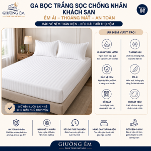 Ga Bọc Trắng Sọc Chống Nhăn Khách Sạn